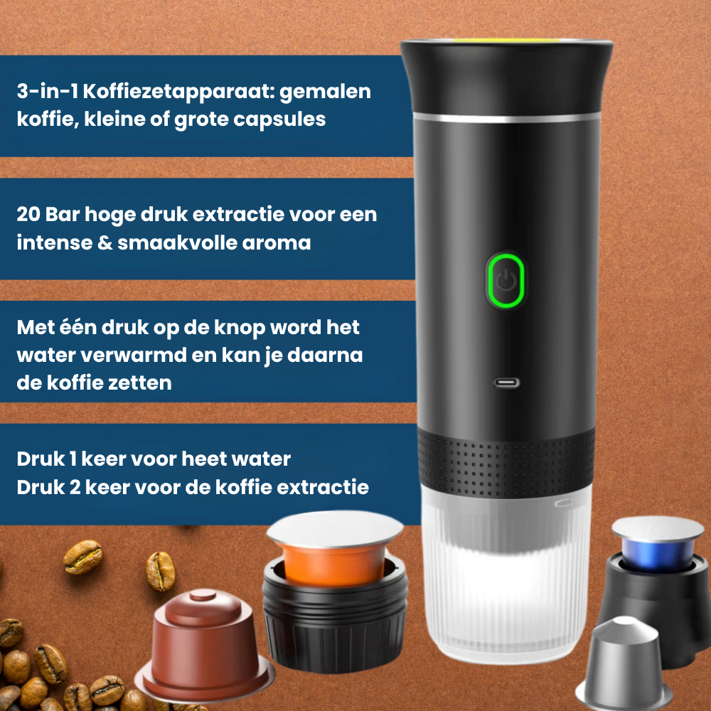 CafeOnTheGo™ | 3-in-1 Draagbare Koffiezetapparaat!