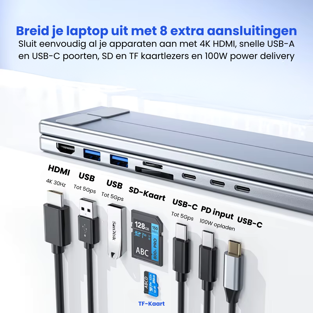 DockingStand™ | Meer aansluitingen & een betere houding!