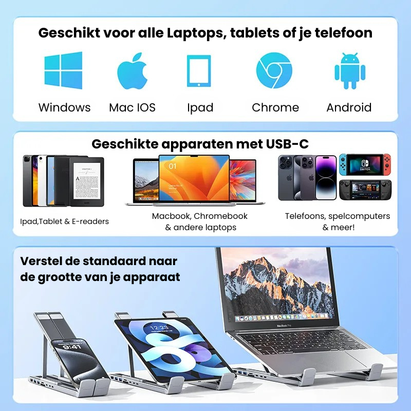 DockingStand™ | Meer aansluitingen & een betere houding!