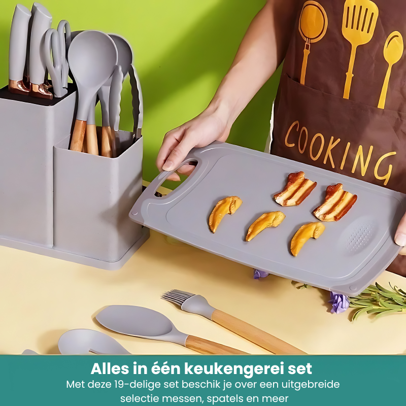 ChefsChoice™ | Professionele 19-delige keukengerei & messenset!