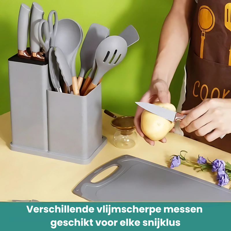 ChefsChoice™ | Professionele 19-delige keukengerei & messenset!