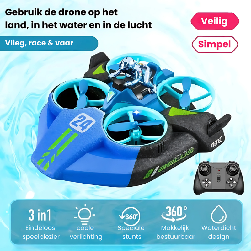 HydroFly™ |  De 3-in-1 Drone, boot & raceauto!