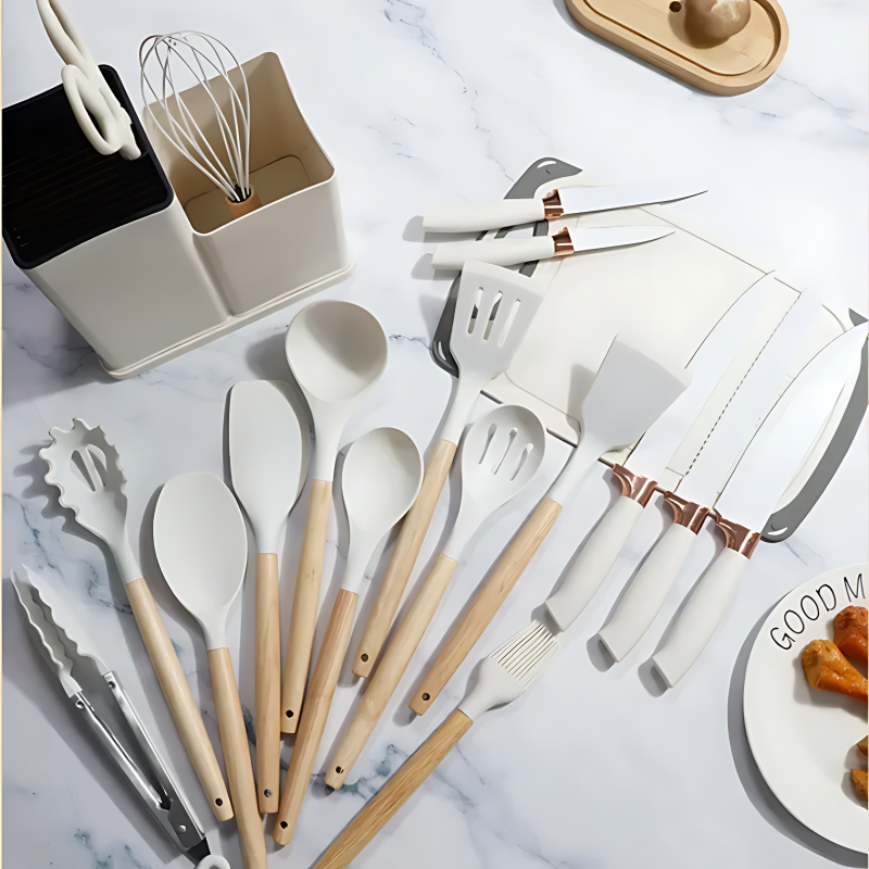 ChefsChoice™ | Professionele 19-delige keukengerei & messenset!