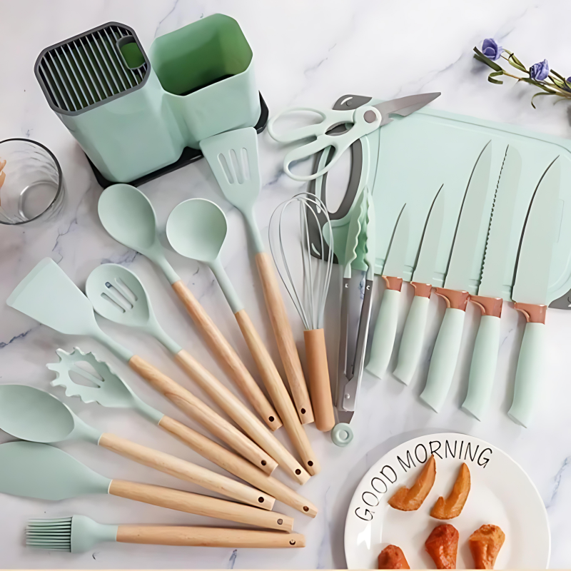 ChefsChoice™ | Professionele 19-delige keukengerei & messenset!