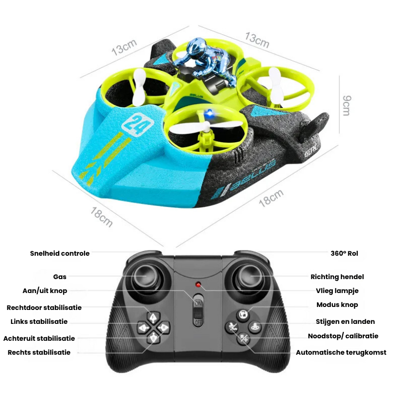 HydroFly™ |  De 3-in-1 Drone, boot & raceauto!