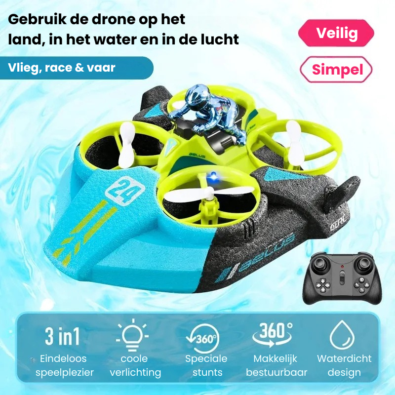 HydroFly™ |  De 3-in-1 Drone, boot & raceauto!